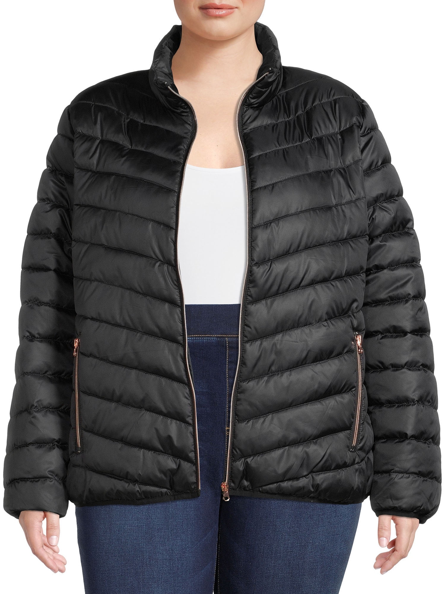 Women's and Women's Plus Packable Puffer Jacket, Midweight, Sizes S-3X