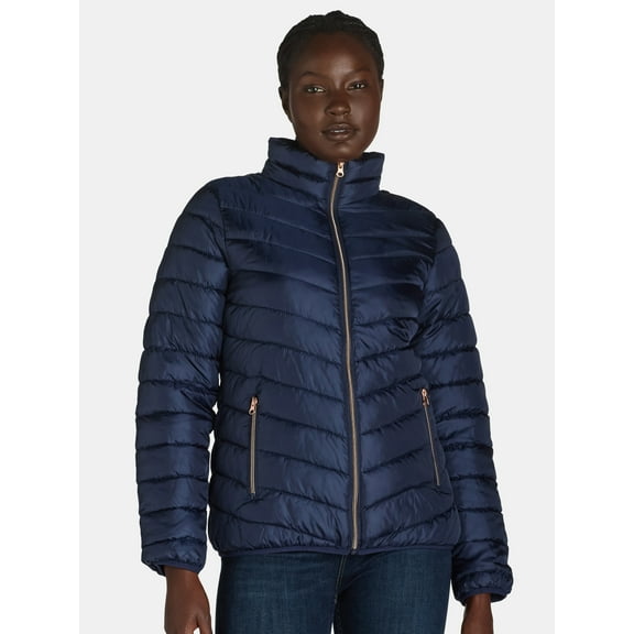 Big Chill Women's and Women’s Plus Packable Puffer Jacket, Midweight, Sizes S-3X