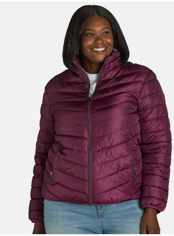 Women's and Women’s Plus Packable Puffer Jacket, Midweight, Sizes S-3X