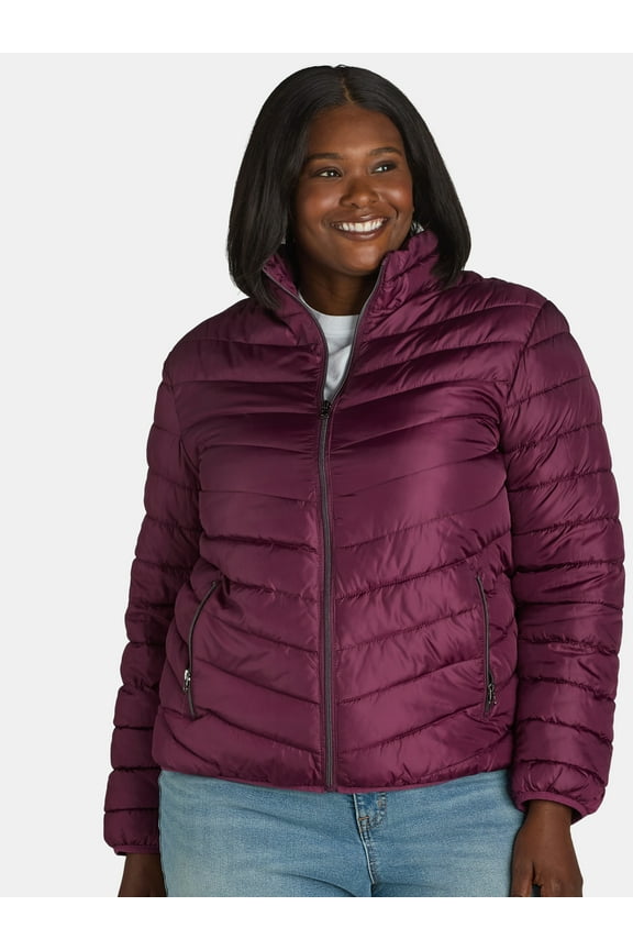 Women's and Women’s Plus Packable Puffer Jacket, Midweight, Sizes S-3X