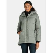 BIG CHILL Women's and Women's Plus Wide Quilted Puffer Coat with Faux Fur Trim Hood, Sizes S-3X