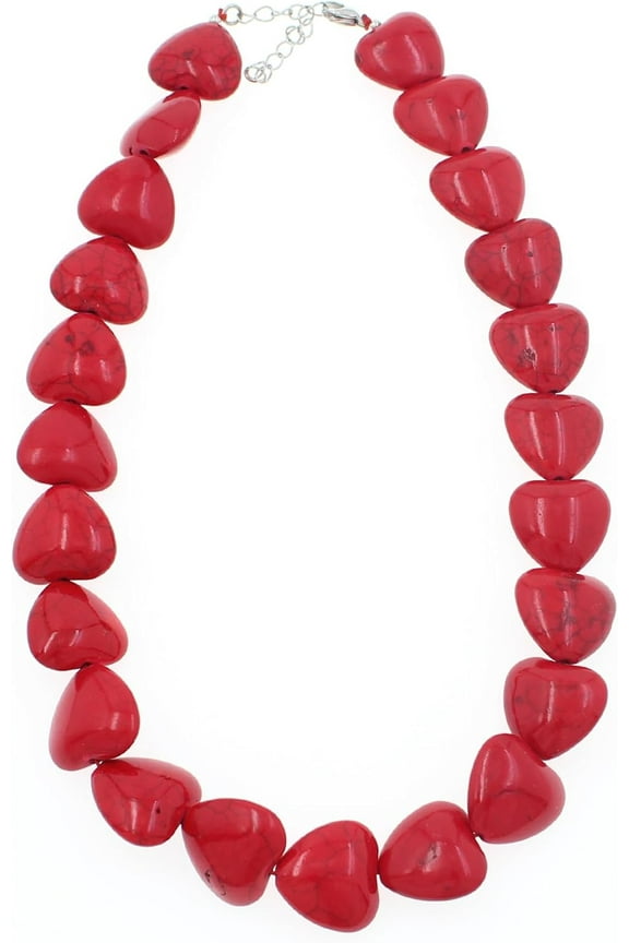 Big Chunky Best Beaded Necklaces Colorful Puffy Turquoise Stone Beaded Heart Choker Necklaces Trendy Valentine's Day Fashion Jewelry Accessories[q530]