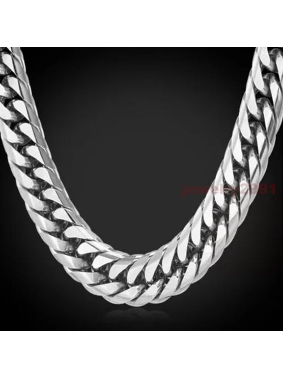 Big Chunky HipHop Chain For Men Link Silver Stainless Steel Heavy Necklace Gift