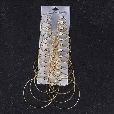 Big Circle Hoop Earring Set Fashion Hiphop Gold & Silver Color Earrings for Cool Girl