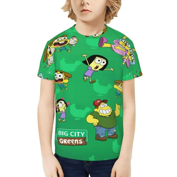 Big City Greens Funny 3D Printed Graphic Tee, Lightweight T-Shirts for Boys Girls, Novelty Crew Neck Short Sleeve Tops for Kids