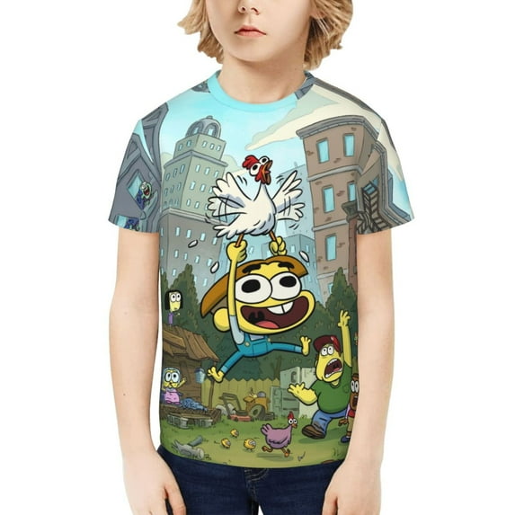 Big City Greens Funny 3D Printed Graphic Tee, Lightweight T-Shirts for Boys Girls, Novelty Crew Neck Short Sleeve Tops for Kids