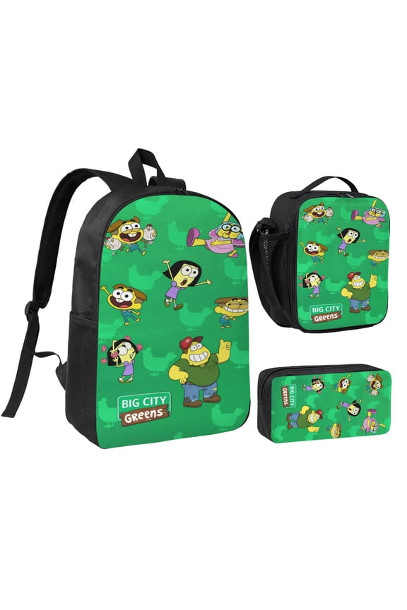 Laptop Backpack 3 Piece Set with Lunch Box And Pencil Case, 3D Printed Lightweight High-capacity Bookbag Fashion Bento Backpack