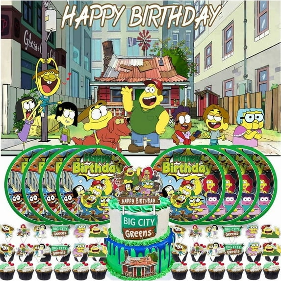 Big City Greens Party Supplies Birthday Decorations Plates Banner Kids Cake Toppers Set Decor
