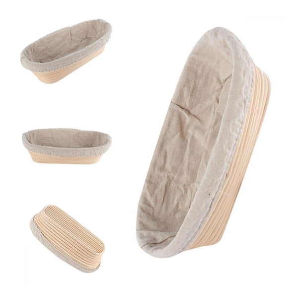 [Big Clear!]Oval Long Banneton Brotform Bread Dough Proofing Rising Rattan Basket & Liner for Profional & Home Bakers
