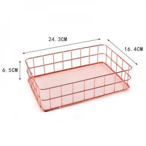 [Big Clear!]Rose Gold Plated Metal Basket Copper Wire Mesh Storage Bins Room Office Decor Cosmetic Stationery Pen Holder