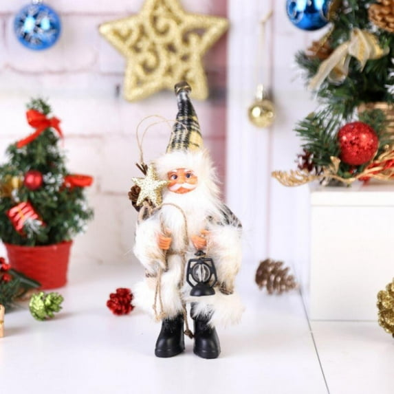 Big Clearance! Christmas Figure Standing Plush Santa Claus with Kerosene Lamp Home Decor Ornaments Holiday Chrismas Decorations