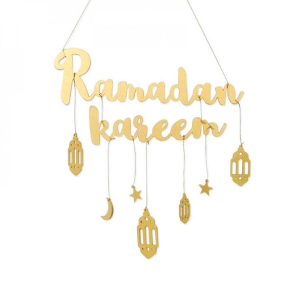 Clearance! Moon And Star Alphabet Pendant Wooden Craft Crescent Moon Lantern Ramadan Garland Kit EID Decoration for Ramadan Mubarak Party Decor Hanging Streamer Backdrop Banner Lesser Bairam