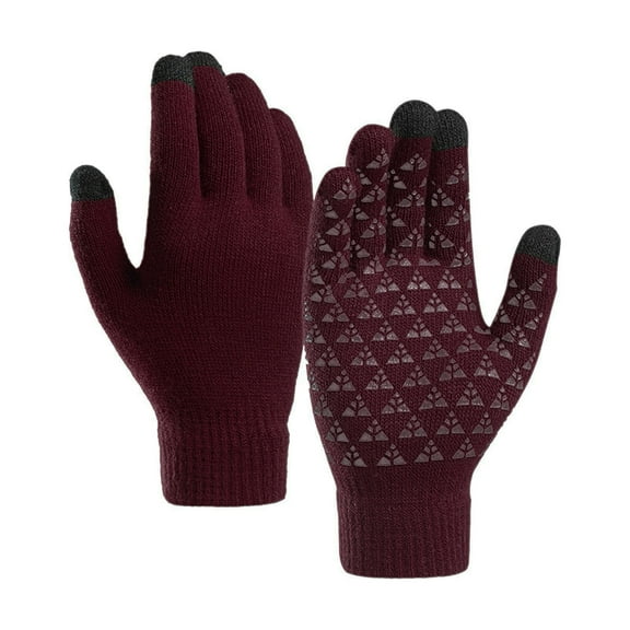Gloves Pair Snow Under 5$, Red Inclusive Sizing Baberdicy Winter Upgraded Touch-Screen Anti-Slip Gloves Elastic Cuff Thermal Soft Knit Lining Gloves for Men Women