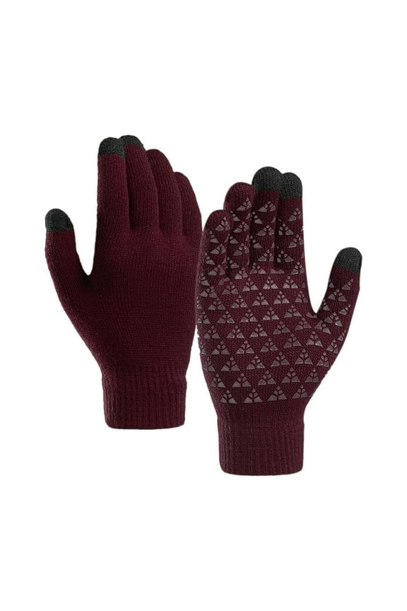 Gloves Pair Snow Under 5$, Red Inclusive Sizing Baberdicy Winter Upgraded Touch-Screen Anti-Slip Gloves Elastic Cuff Thermal Soft Knit Lining Gloves for Men Women