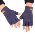thumbnail image 1 of Baberdicy Gloves Half Finger Warm Knit Gloves for Adult Thickened Open Finger Outdoor Jacquard Gloves for Cycling Gloves for Cold Weather Navy, 1 of 3