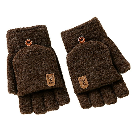 Big Clearance! Gloves for Cold Weather, Baberdicy Winter Knitted Fingerless Gloves Thermal Insulation Warm Convertible Mittens Cover for Men Women Mittens for Women Cold Weather