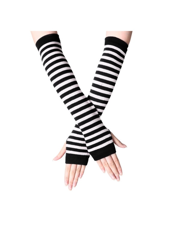 Gloves Fingerless Gloves Long Warmer Punk Arm Gothic Gloves Gloves for Cold Weather White