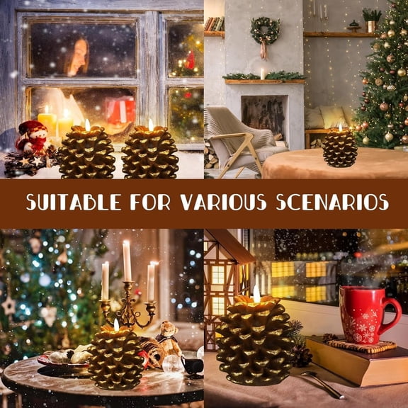 Big Clearance Kitchen WUYVCG Candles Battery Operated Flickering LED Light Decor Real Wax Brown Candle for Thanksgiving Christmas Table Bedroom Desk