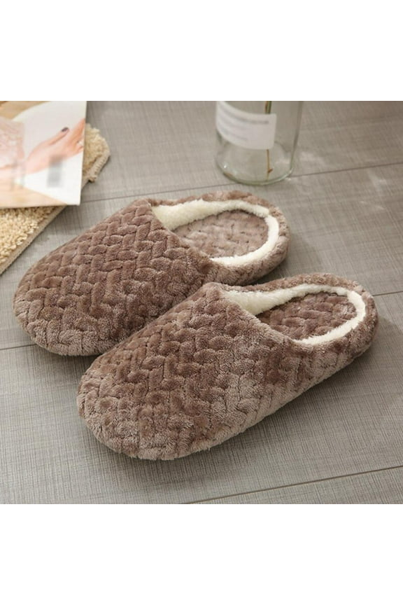 Big Clearance! New Style Fuzzy Slippers ,Soft Bottom Slippers ,Indoor Warm Plush Bedroom Shoes Scuff with Plushy Lining (S-XL)