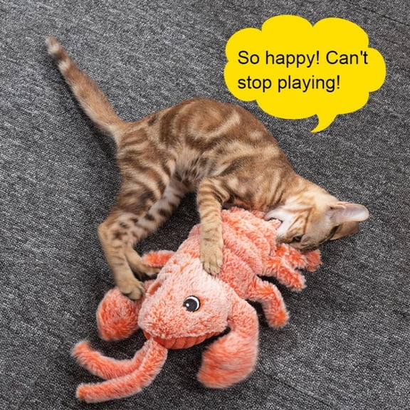 Big Clearance! Pet Cat Plush Toy USB Charging Electric Charging Cat Toys Simulation Jumping Shrimp Toy Pet Molar Teeth Cleaning Toy