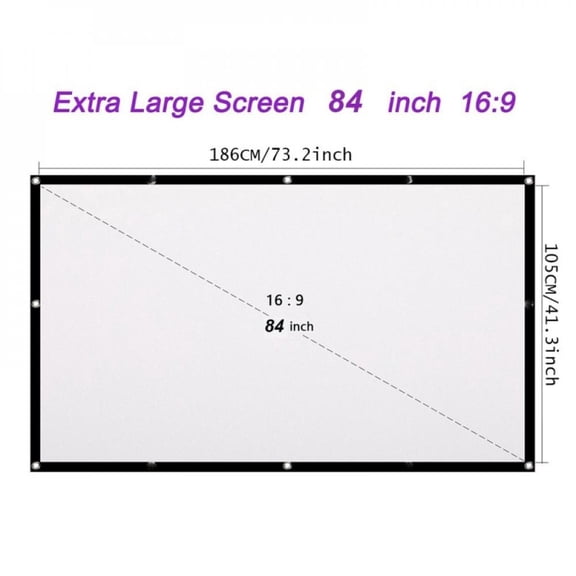 Big Clearance! Premium 16:9 Foldable Projector HD Screen Portable Indoor Outdoor Movie Screen for Gaming Office Cinema 60/72/84/100/120/150 Inch