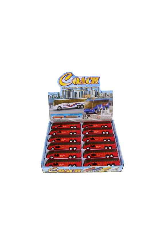 Big Coach Bus, Red & Blue - Showcasts 9803DBG - 6 Inch Scale Set of 12 Diecast Model Buses