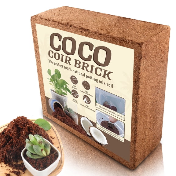 Big Coco Coir Brick for Plants, 100% Natural Organic Compressed Coconut Coir Fiber with Low EC & PH Balance, High Nutrition Coconut Soil Coco Fiber for Planting, Herbs