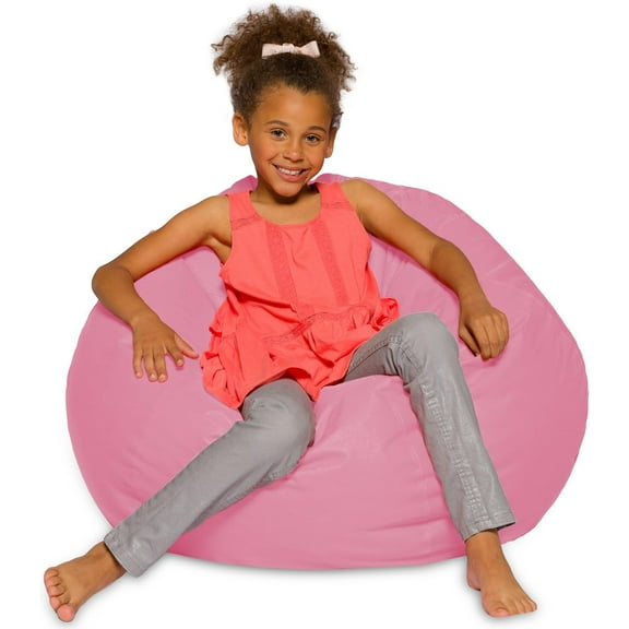 Big Comfy Bean Bag Chair: Posh Large Beanbag Chairs with Removable Cover for Kids, Teens and Adults - Polyester Cloth Puff Sack Lounger Furniture for All Ages - 27 Inch - Solid Pink Large - 38in Solid Pink