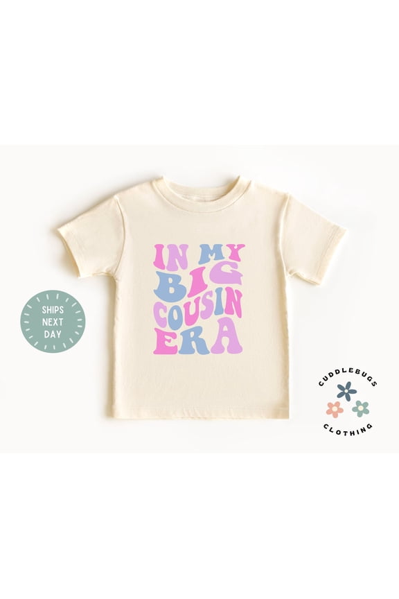 In My Big Cousin Era Girls Tee - Cute Retro Cousin Kids Shirt Pink And Blue - Matching Cousin Crew Shirt - Cute Cousin Natural Toddler Tee, New Born, Baby Shower Gift, New Parents Gift