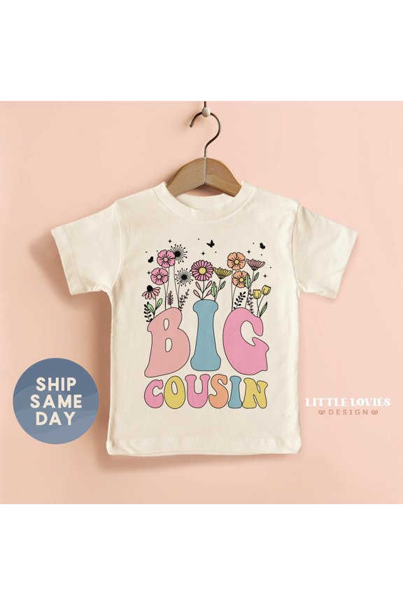 Big Cousin Shirt, New Cousin Reveal Clothes, Promoted To Big Cousin Apparel, Floral Family Vacation Tees, Cousin Crew Shirt, (Ca-Fam90), New Born, Baby Shower Gift, New Parents Gift