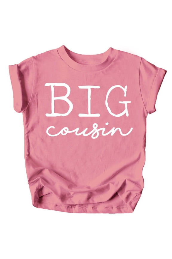 Big Cousin T-Shirts for Toddler and Youth Fun Family Outfits White on Mauve Shirt Youth Large