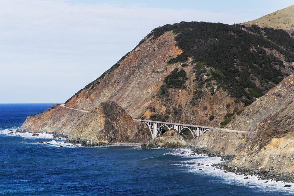 Big Creek Bridge from California Route 1 on the Big Sur Coast Big Sur California United States of America Canvas Art - Harry M Walker Design Pics (19 x 12)