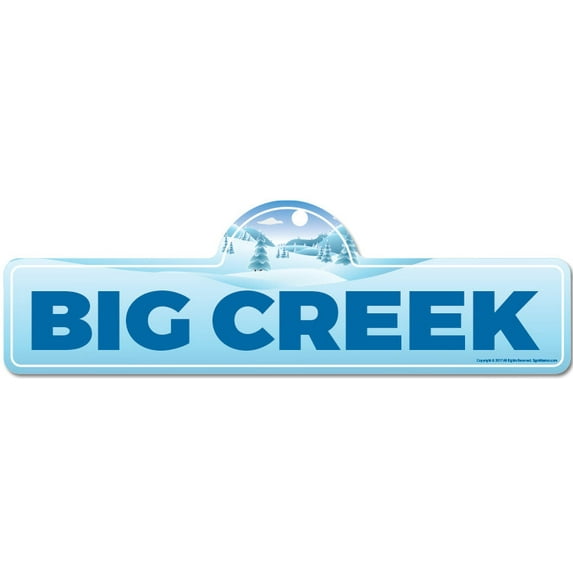 Big Creek Street Sign | Indoor/Outdoor | Skiing Skier Snowboarder Décor for Ski Lodge Cabin Mountian House | SignMission personalized gift