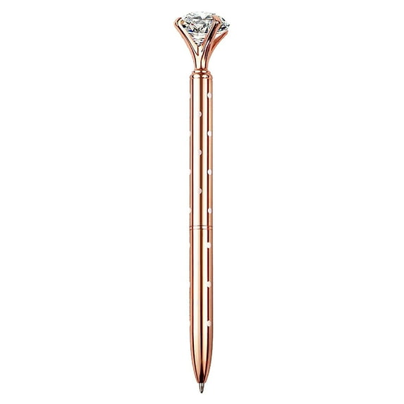 Big Crystal Diamond Ballpoint Pen Bling Metal Ballpoint PenOffices and schools, silver/White With Polka Dots/Rose Gold With Polka Dots(1ml Refills)