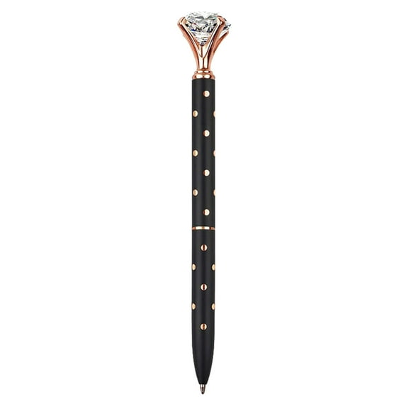 Big Crystal Diamond Ballpoint Pen Bling Metal Ballpoint PenOffices and schools, silver/White With Polka Dots/Rose Gold With Polka Dots(1ml Refills)