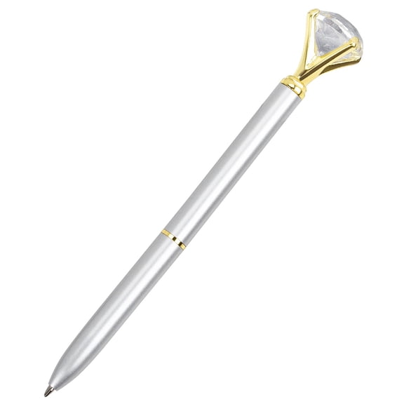 Big Crystal Diamond Ballpoint Pen Bling Metal Ballpoint PenOffices and schools, silver/White With Polka Dots/Rose Gold With Polka Dots,Crystal Gem Ballpoint Pen,Sparkly Ballpoint Pens,Light Silver,
