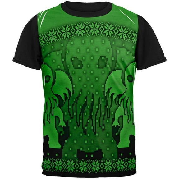 Big Cthulhu Greater Gods All Over Mens Black Back T Shirt