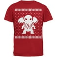 thumbnail image 1 of Big Cthulhu Lovecraft Ugly Christmas Sweater Red Adult T-Shirt - X-Large, 1 of 1