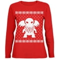 thumbnail image 1 of Big Cthulhu Lovecraft Ugly Christmas Sweater Womens Long Sleeve T Shirt Red 2XL, 1 of 1