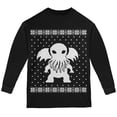 thumbnail image 1 of Big Cthulhu Ugly Christmas Sweater Black Youth Long Sleeve T-Shirt - Youth X-Large, 1 of 1