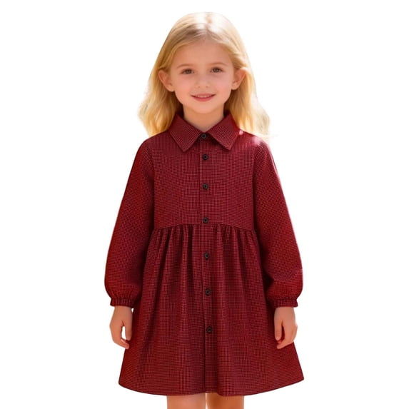 Big Cute Dresses For Girls Long Sleeve Plaid Prints Danceclothes Girls Clothes Size 10-11T