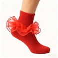 thumbnail image 1 of Big Cute Ruffle Ankle Socks,Lace Frilly Cotton Socks for Women Girls Short Tutu Socks,Fancy Socks With Turn Cuff And Double Lace Double Lace Ruffle,Bobby Socks, for Daily Wear, 1 of 3