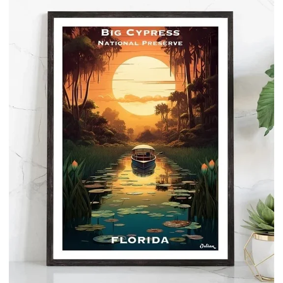 Big Cypress National Preserve Florida Travel Poster Modern Wall Art Home Decor Office Wall Art