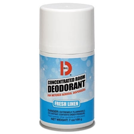 Big-D Metered Concentrated Room Deodorant, Fresh Linen Scent, 7 oz Aerosol Spray, 12/Box
