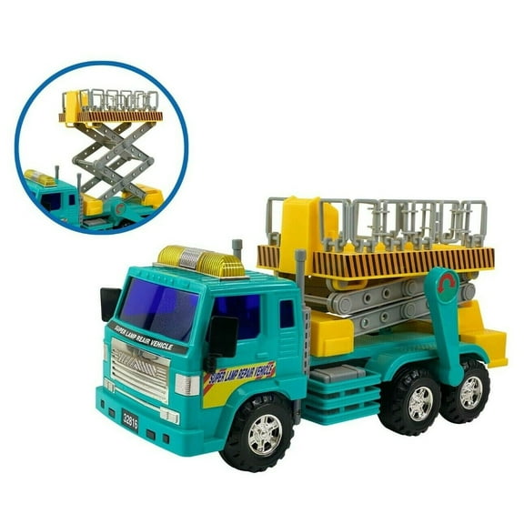 Big-Daddy Friction Powered Medium Duty Lift Bucket Scissor Crane Truck Toy Crane