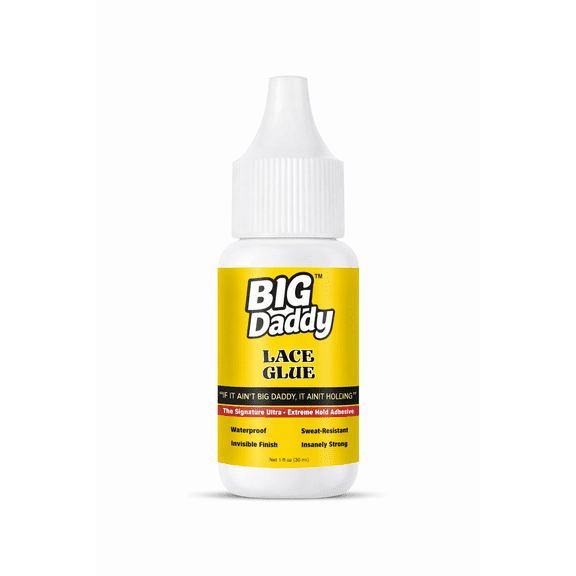 Big Daddy Lace Glue Extreme Hold Clear Wig & Hairpiece Adhesive for Lace Fronts, Closures, Frontals, and Toupees 1.3 fl oz