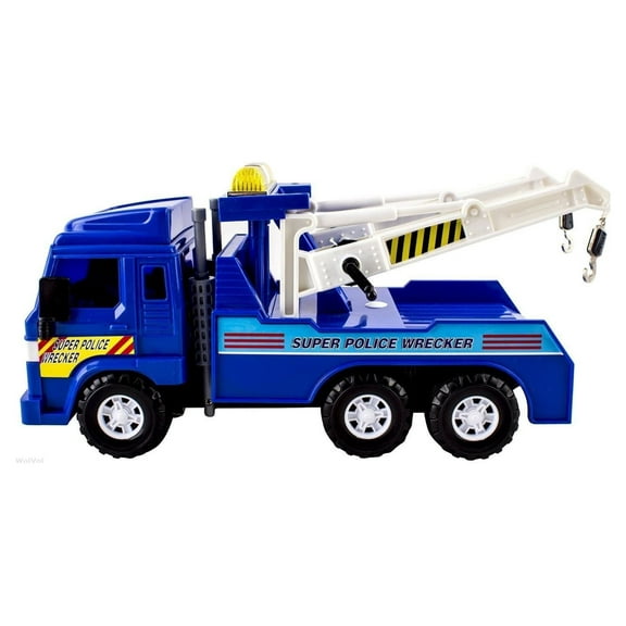 Big-Daddy Medium Duty Friction Powered Super Police Wrecker Tow Truck Blue Truck Holiday Toy truck