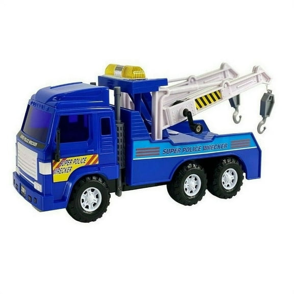 Big-Daddy Medium Duty Friction Powered Super Police Wrecker Tow Truck Blue Truck Holiday Toy truck