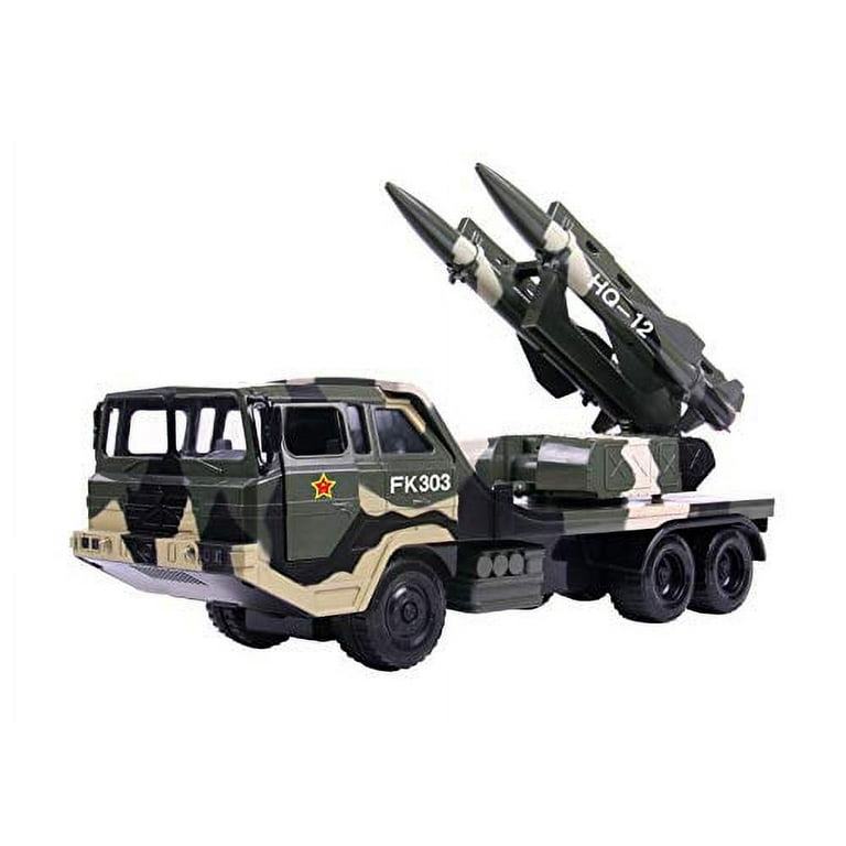 Big Daddy Military Missile Transport Army Truck Anti Aircraft Twin Missile  Jungle Camouflage Toy Truck 