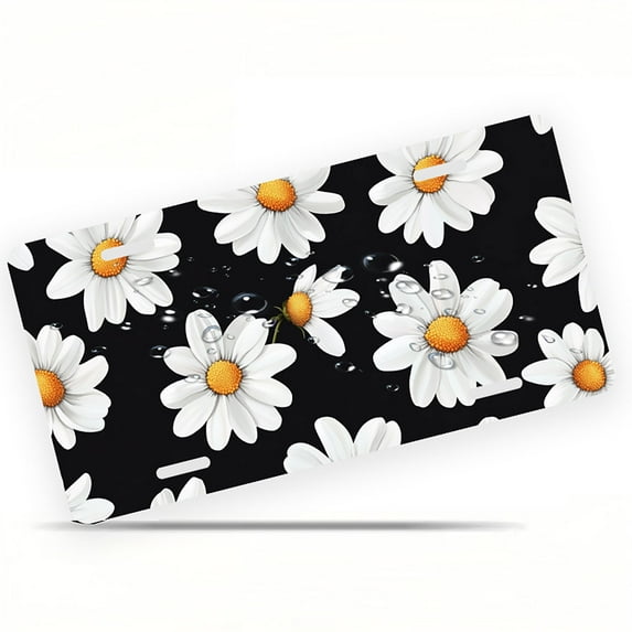 Big Daisy Pattern Funny Personalized License Plate Rust-proof Stainless Steel Metal License Plate Suitable For Men And Women 12.2" x 6.2"